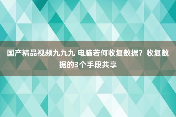 国产精品视频九九九 电脑若何收复数据？收复数据的3个手段共享